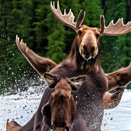 Image similar to moose riding a roller coaster,