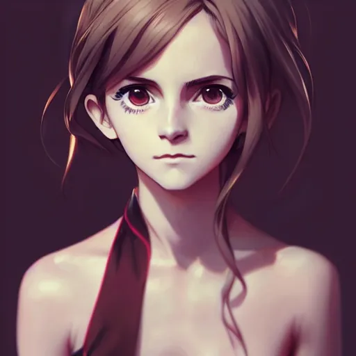 Image similar to anime portrait of emma watson as an anime girl by Stanley Artgerm Lau, WLOP, Rossdraws, James Jean, Andrei Riabovitchev, Marc Simonetti, and Sakimichan, trending on artstation