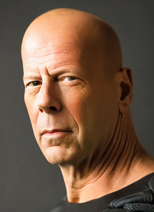 Image similar to portrait of bruce willis as batman, by charlotte grimm, natural light, detailed face, beautiful features, symmetrical, canon eos c 3 0 0, ƒ 1. 8, 3 5 mm, 8 k, medium - format print, half body shot