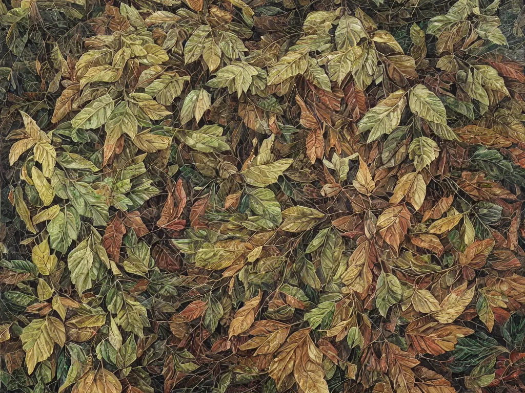 Image similar to a chaotic windy tornado of leaves, intricate details, aesthetically pleasing and harmonious natural colors, art by tiffany bozic, impressionism, detailed, dark, windy