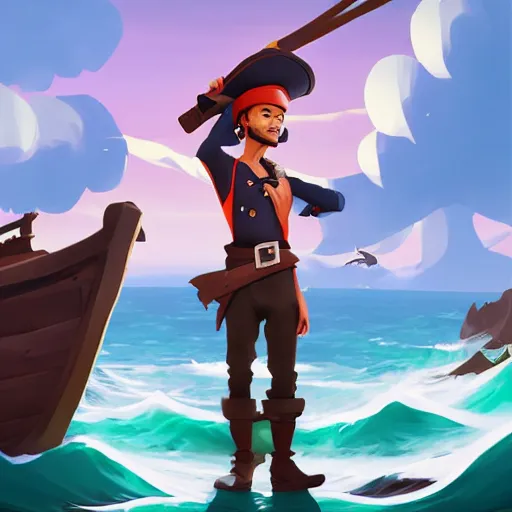 Image similar to painting jack the pirate on sea of thieves game avatar hero smooth face median photoshop filter cutout vector behance hd by jesper ejsing, by rhads, makoto shinkai and lois van baarle, ilya kuvshinov, rossdraws, illustration, art by ilya kuvshinov and gustav klimt