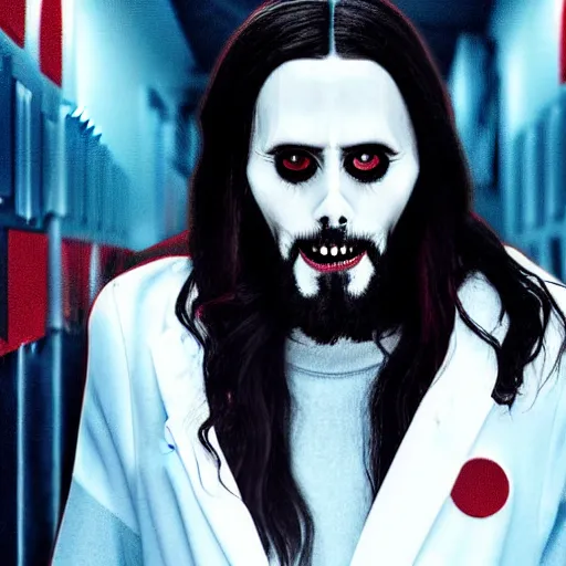 Image similar to morbius if it were a movie, with jared leto as main cast, cinematic still