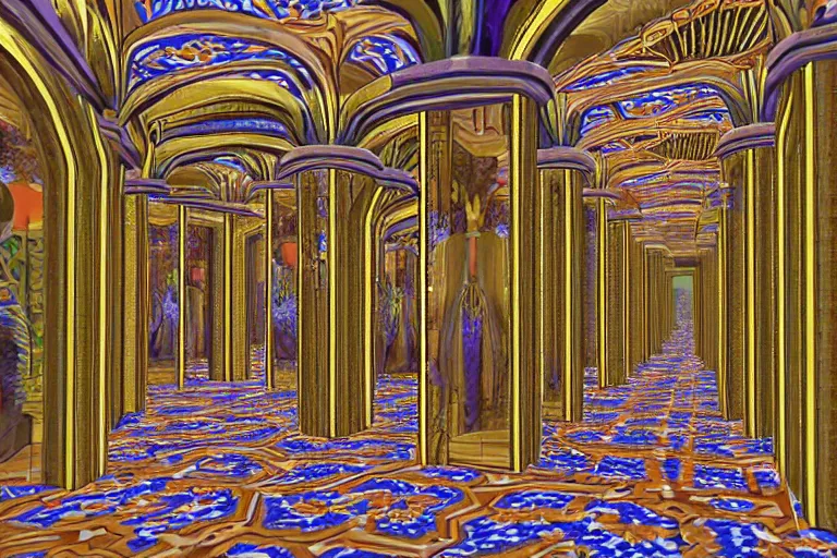 Image similar to hall of mirrors, art deco, ps 1 graphics