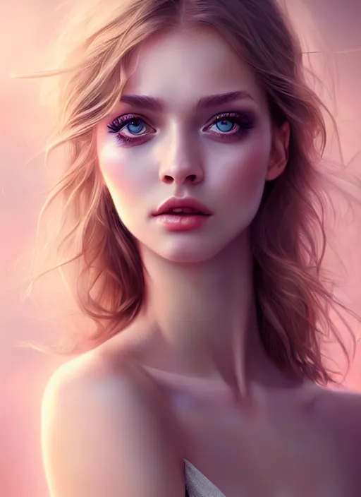 Image similar to a gorgeous female photo, professionally retouched, soft lighting, wearing a feather dress, realistic, smooth face, perfect eyes, wide angle, sharp focus on eyes, 8 k high definition, insanely detailed, intricate, elegant, art by artgerm and wlop