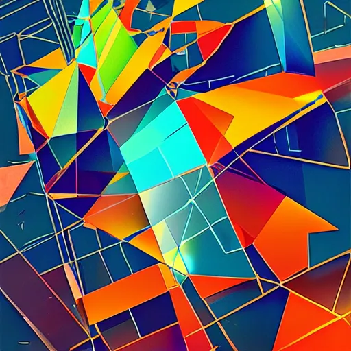 Prompt: shattered glass, space, low poly, colorful, oil, expressionism, man, cyberpunk,