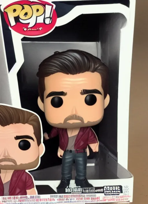 Prompt: early Colin Farrell as a Pop Funko figure