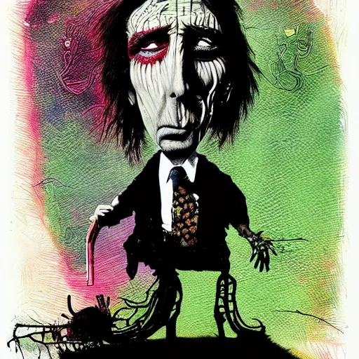 Image similar to graphic illustration, creative design, alice cooper, biopunk, francis bacon, highly detailed, hunter s thompson, mixed media - 1 6. 0