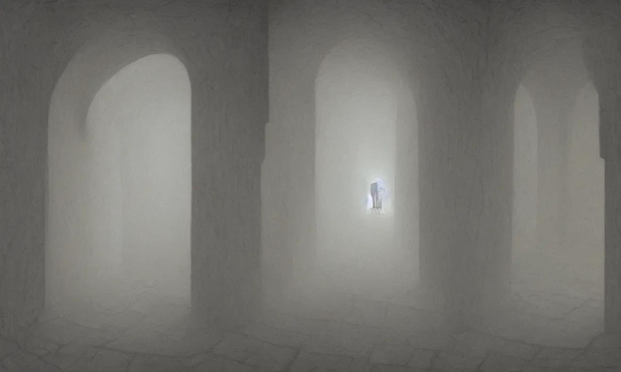 Prompt: inside the mausoleum russia, volumetric shadows, volumetric lighting, concept art, realistic oil painting by zdzisław beksinski