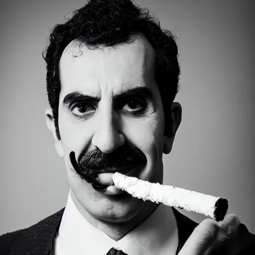 Prompt: A portrait of borat sagdiyev smoking a rolled marijuana joint, 8k, professional photography