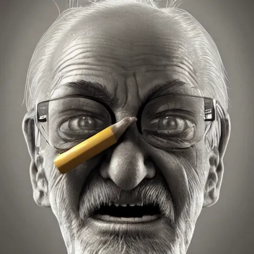 Prompt: an epic painting minion old granpa with white head, pencil drawing, perfect composition, golden ratio, beautiful detailed, photorealistic, digital painting, concept art, smooth, sharp focus, illustration, artstation trending, octane render, unreal engine