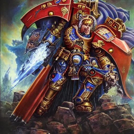 Image similar to portrait of emperor of mankind, warhammer 4 0 k