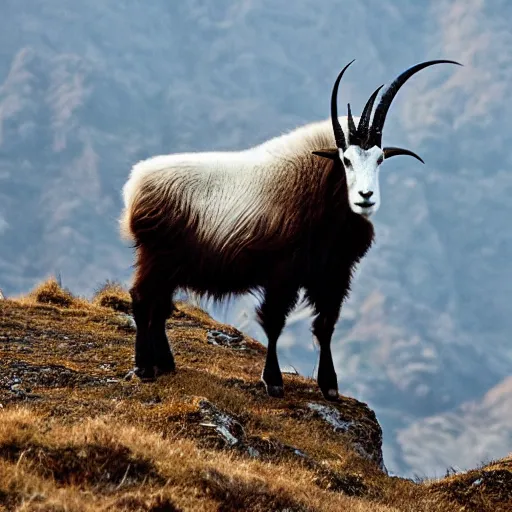 Prompt: mountain goat with magnificent horns