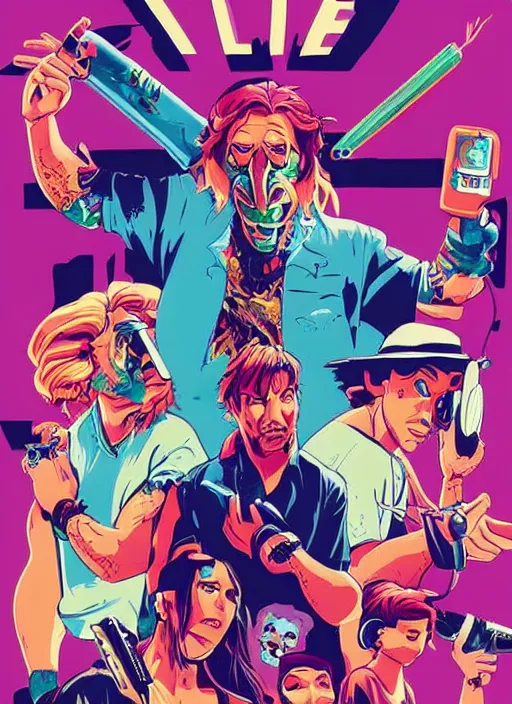 Image similar to Hotline Miami movie poster, Animated Disney movie from 1990, detailed