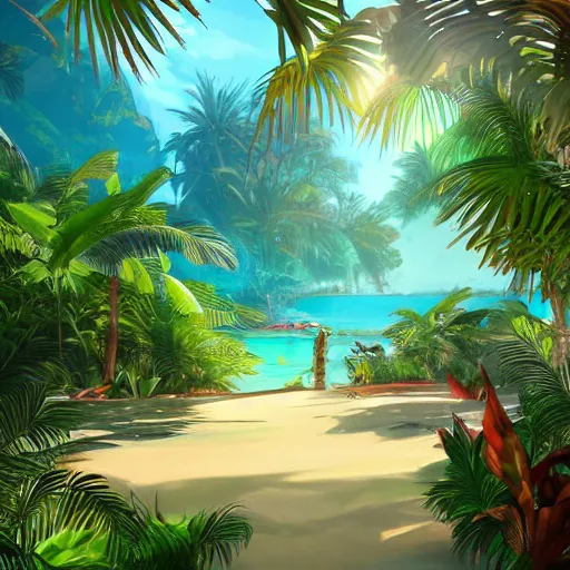 Prompt: tropical paradise, artstation.