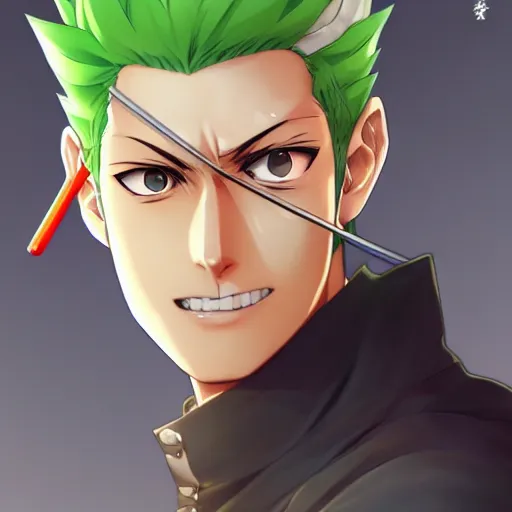 Prompt: anime portrait of Roronoa Zoro as an anime boy by Stanley Artgerm Lau, WLOP, Rossdraws, James Jean, Andrei Riabovitchev, Marc Simonetti, and Sakimichan, trending on artstation