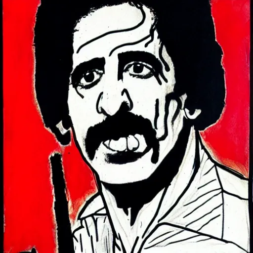 Image similar to frank zappa drawn by basquiat