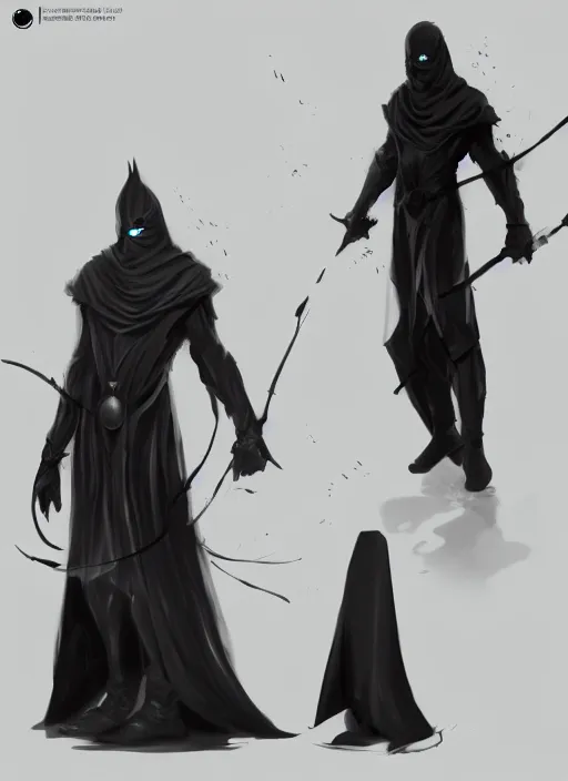 Character Design, Black Cloaked Figure, White Glowing 