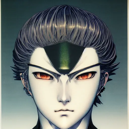 Image similar to prompt : photorealistic cinematic 3 d render of persona soft light painted by takato yamamoto, mecha attributes and armor, inspired by ghost in shell anime, smooth face feature, intricate oil painting, high detail, sharp high detail, manga and anime 1 9 8 0