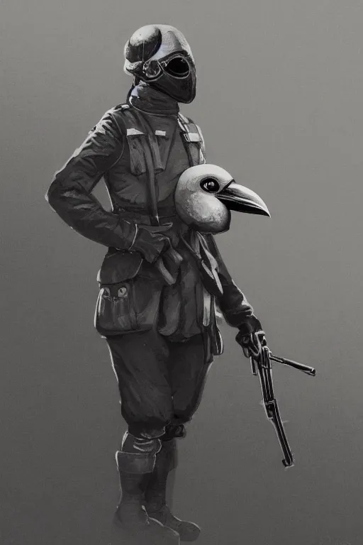 Image similar to ww 1 british sas female masked operative with the standard black uniform and a white porcelain crow mask, artstation, trending on artstation, establishing shot, by simon stalenhag