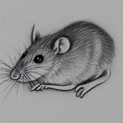 Image similar to a hand drawn pencil sketch of a quizzical mouse black and white illustration
