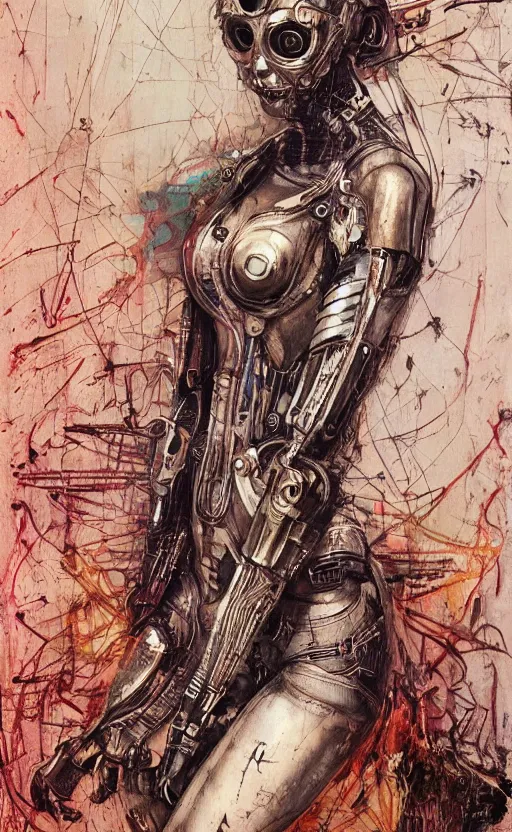 Image similar to beautiful woman made of mech mask rendered in unreal engine, cyberpunk, full body, rave, scifi, painted by albrecht durer | bernard buffet | carne griffiths | wlop