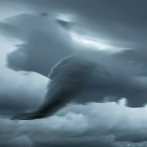 Image similar to a tornado!! made of seagulls, windy, cloudy, realistic reflections, cinematic lighting