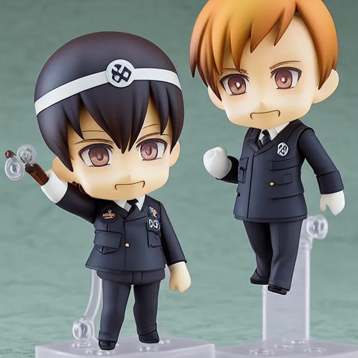 Prompt: An anime Nendoroid of Adolf Hitler with his adolf hitler moustache, figurine, detailed product photo