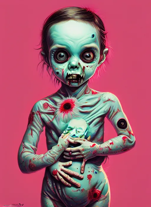 Image similar to a baby zombie in a pocket, tristan eaton, victo ngai, artgerm, rhads, ross draws