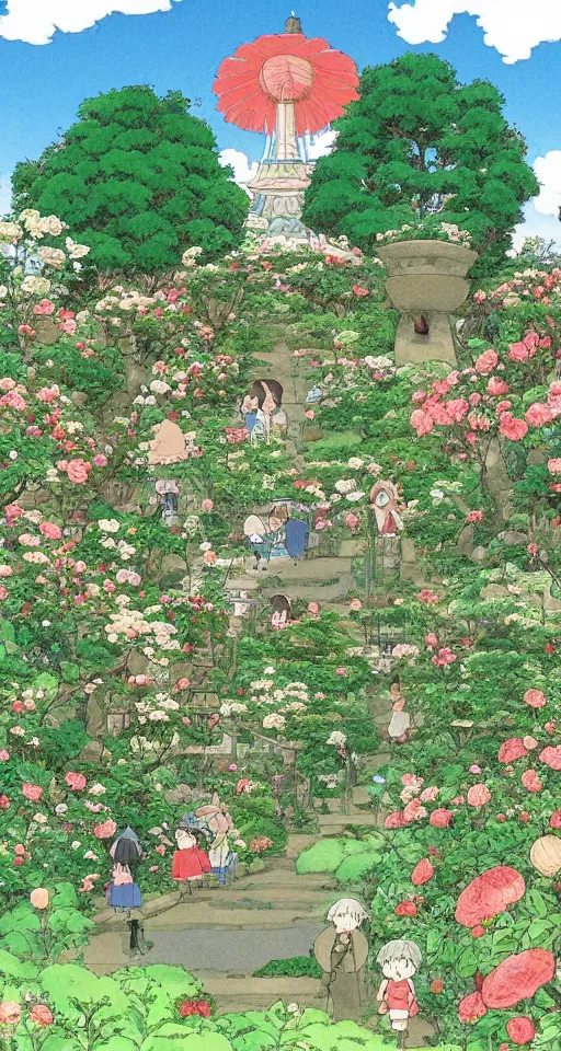 Prompt: studio ghibli rose garden by hayao miyazaki