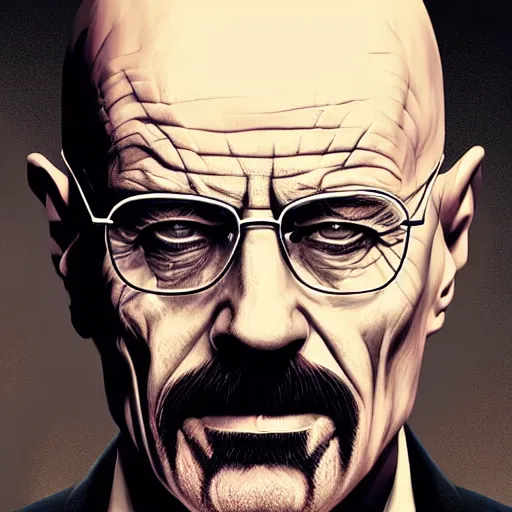 Prompt: portrait of walter white as the joker, artstationhd, artstationhq, cgsociety, r / art.