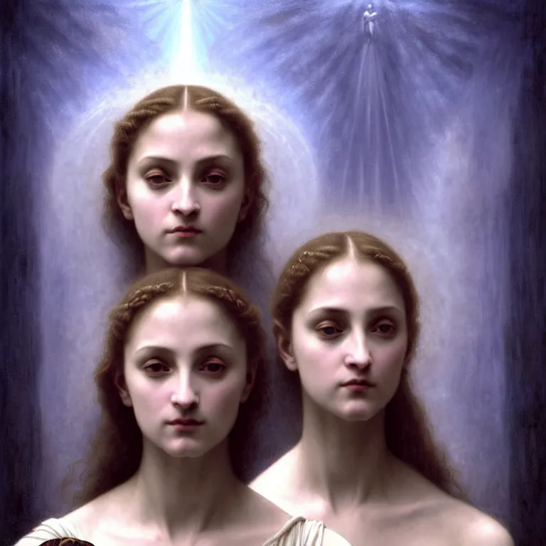 Image similar to renaissance professional digital art of wonderful symmetrical goddess, hight blue atmospheric, dramatic lighting, cinematic, painted, intricate, detailed, foreboding, by art by meredit frampton and william - adolphe bouguereau and gregory crewdson, epic, stunning, gorgeous, much wow, cinematic, masterpiece.