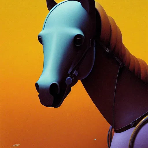 Prompt: Portrait of a Horse astronaut wearing helmet in the style of James Gilleard, Zdzislaw Beksinski, Mark Ryden, Wolfgang Lettl highly detailed, hints of Yayoi Kasuma