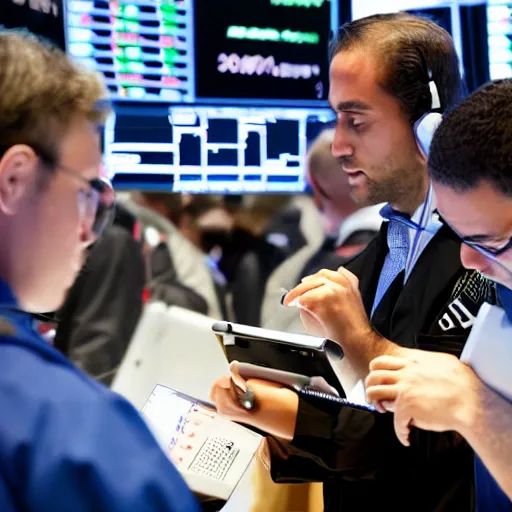 Prompt: a cat trading stocks at wallstreet, there is a lot of people, picture