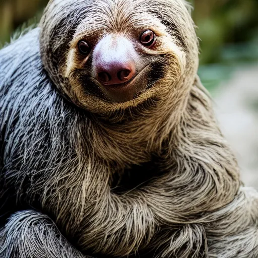 Image similar to portrait of an elderly man riding a sloth, canon eos r 3, f / 1. 4, iso 2 0 0, 1 / 1 6 0 s, 8 k, raw, unedited, symmetrical balance, wide angle