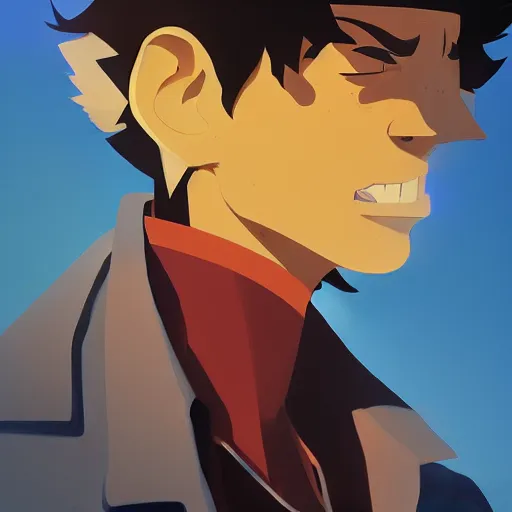 Image similar to face icon stylized minimalist cowboy bebop, loftis, cory behance hd by jesper ejsing, by rhads, makoto shinkai and lois van baarle, ilya kuvshinov, rossdraws global illumination