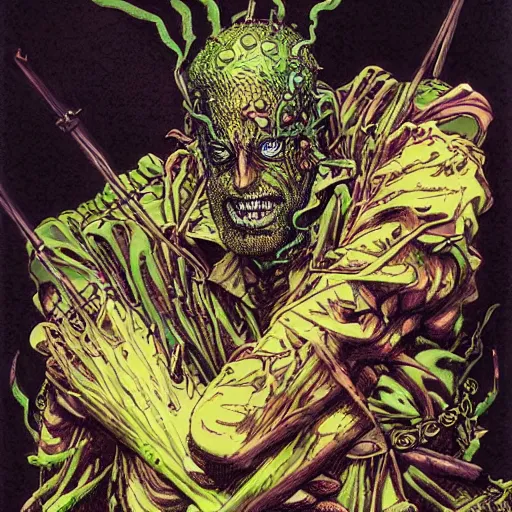 Prompt: portrait of crazy frankenstein, symmetrical, by yoichi hatakenaka, masamune shirow, josan gonzales and dan mumford, ayami kojima, takato yamamoto, barclay shaw, karol bak, yukito kishiro