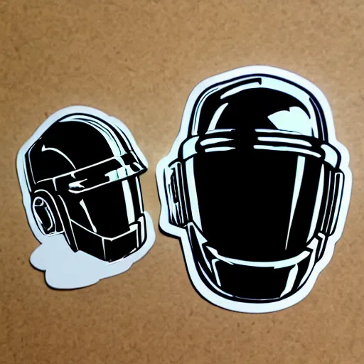 Prompt: daft punk helmets, Sticker illustration