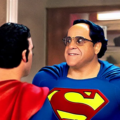 Image similar to danny devito as superman