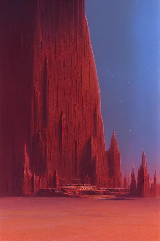 Image similar to emissary building from crait but on the surface of the planet dathomir by arthur haas and bruce pennington and john schoenherr, cinematic matte painting, 8 k, dark color palate