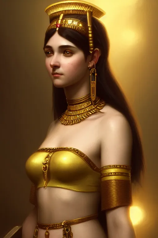 Image similar to a portrait of Cleopatra, illustration, soft lighting, soft details, painting oil on canvas by Edmund Blair Leighton and Charlie Bowater octane render trending on artstation d&d characters, 4k, 8k, HD