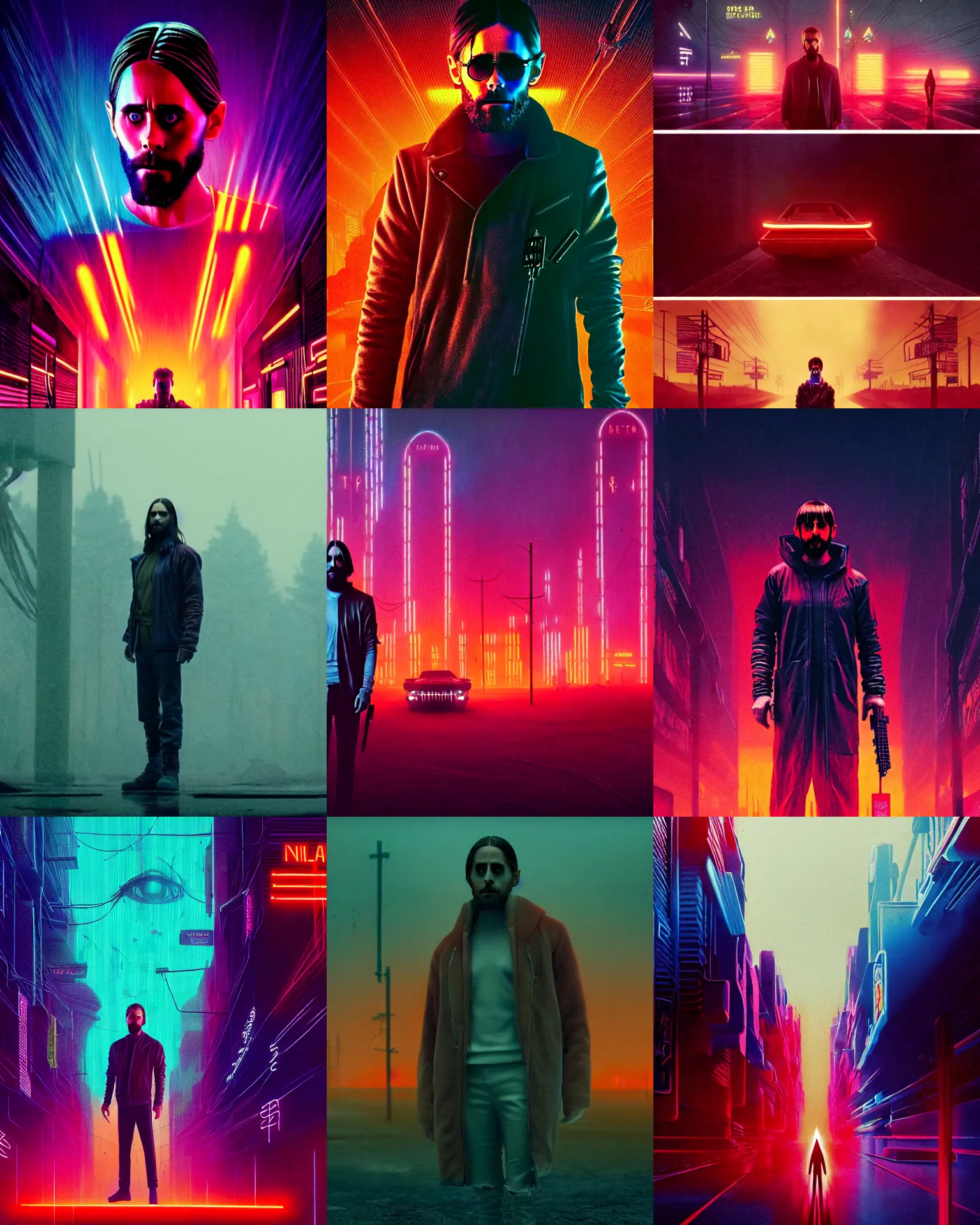 Prompt: the platonic ideal of jared leto as niander wallace, blade runner 2 0 4 9 and god complex dmt, ego death, detailed, intricate, hyperrealism, intense, scary, decay, cinestill by denis villeneuve and simon stalenhag