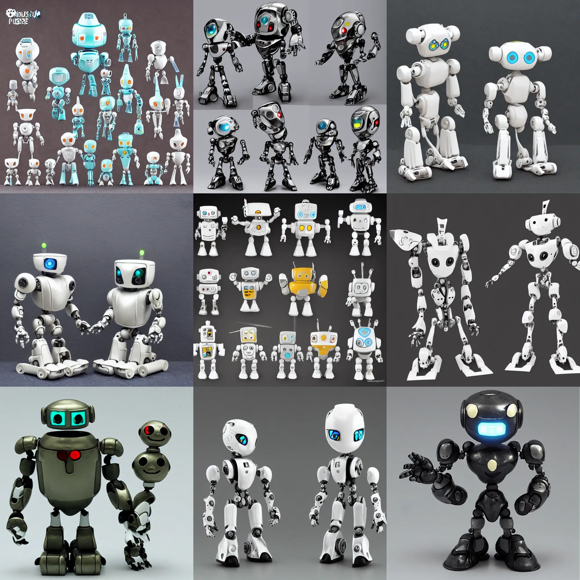 Prompt: illustarion cute figurine woden robots