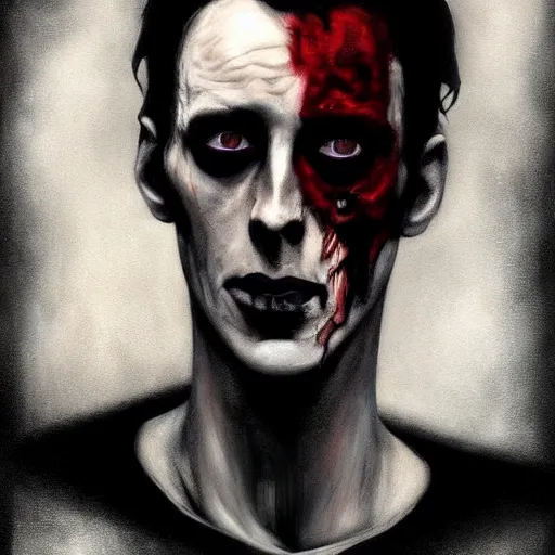 Prompt: color head portrait of young peter murphy from bauhaus as a zombie with black bat wings, 7 days to die zombie, gritty background, fine art, award winning, intricate, elegant, sharp focus, cinematic lighting, digital painting, 8 k concept art, art by michael hussar, art by brom, art by guweiz and z. w. gu, 8 k