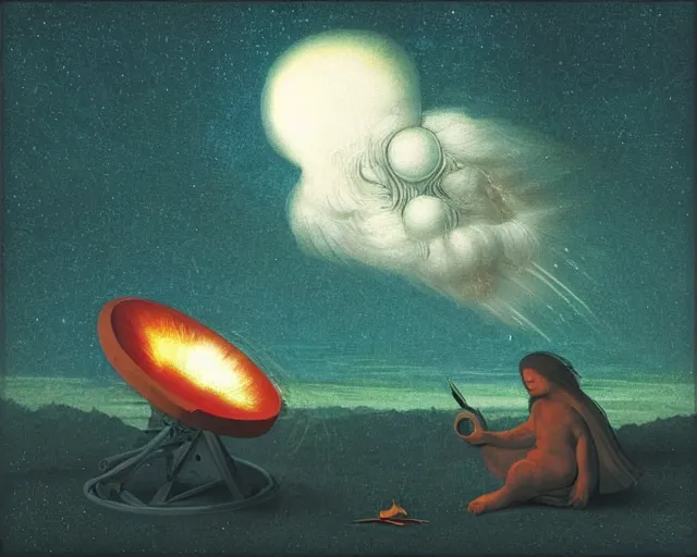 Image similar to burning the midnight oil in the cosmos, a simple vector pop surrealism, by ( leonardo da vinci ) and greg rutkowski and rafal olbinski