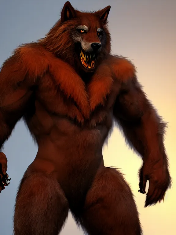 Image similar to cute handsome cuddly werewolf from van helsing unreal engine hyperreallistic render 8k character concept art masterpiece orange