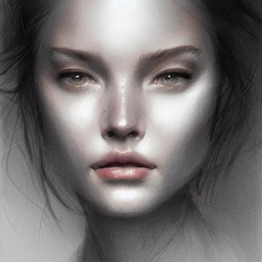 Image similar to face of a beautiful young woman, pencil art, ink and pencil, hyperrealistic, hyperdetailled, digital art, greg rutkowski, artstation, 8 k, beautiful drawing, paper texture