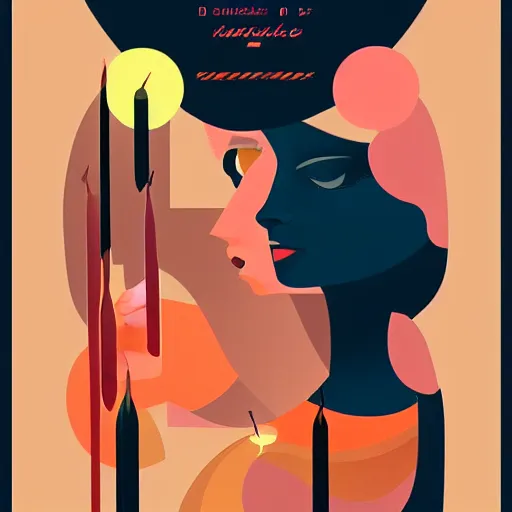 Image similar to illustration with a set of beautiful scented candles by tomer hanuka, an art deco painting by tom whalen, trending on behance, art deco, digital illustration, storybook illustration, grainy texture, flat shading, vector art, airbrush, pastel, watercolor, poster