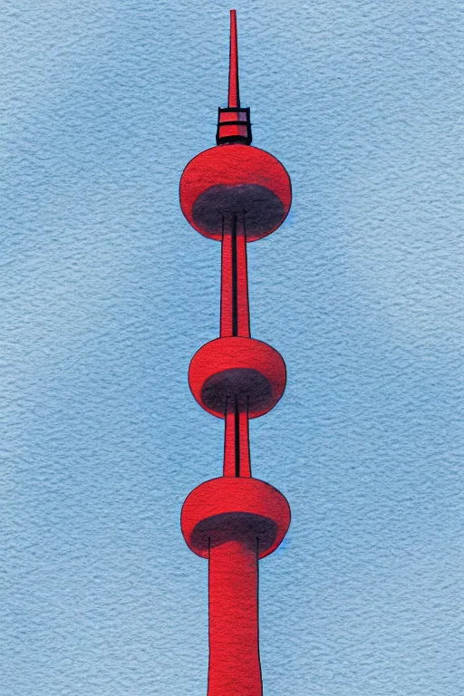 Prompt: minimalist watercolor art of berlin television tower, illustration, vector art