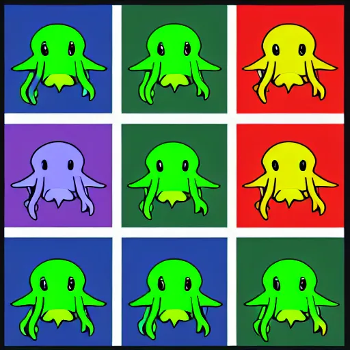 Image similar to cthulhu as ☺ emoji, telegram sticker design, flat design, glossy design, white outline