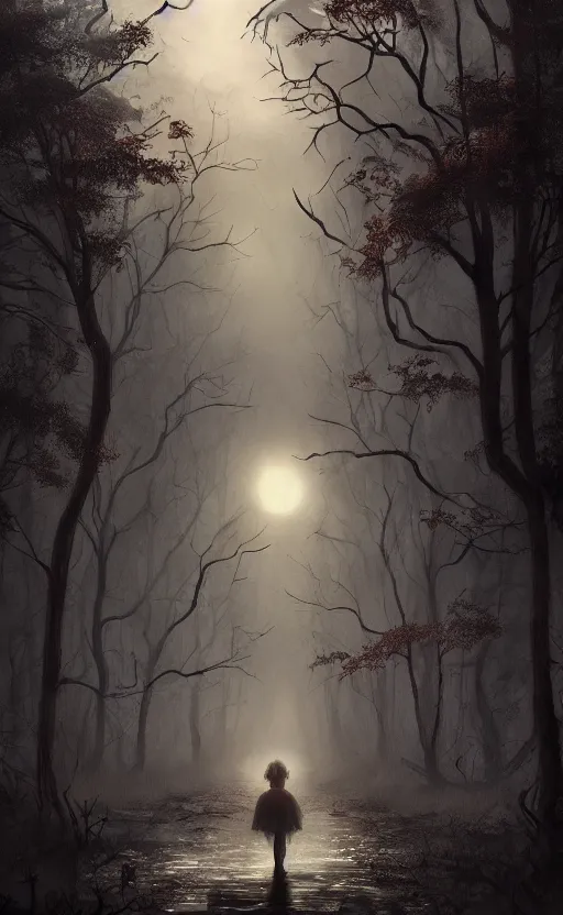 Prompt: dark fantasy concept art of a stranger things inspired landscape, spooky and creepy, with an eery vibe, dynamic lighting, photorealistic, hyper realistic, ultra detailed, ambient lighting, atmospherical, stunning visuals, creative, trending on art station, stunning visuals